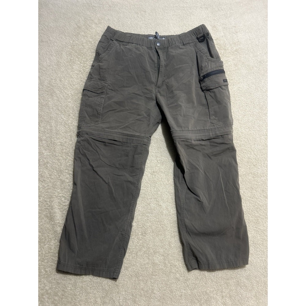 BC Clothing Mens Convertible Cargo Pants XXL X30 Olive Green Pockets Stretch